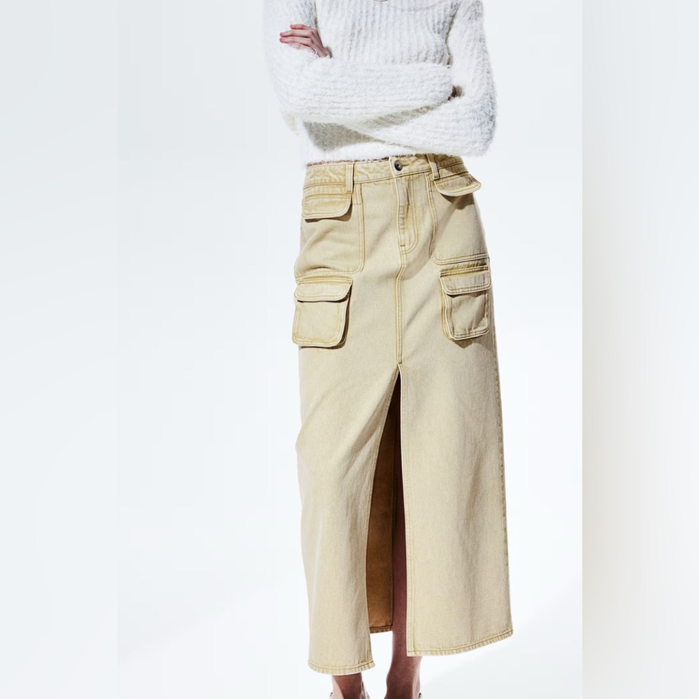 Hm denim cargo maxi skirt
